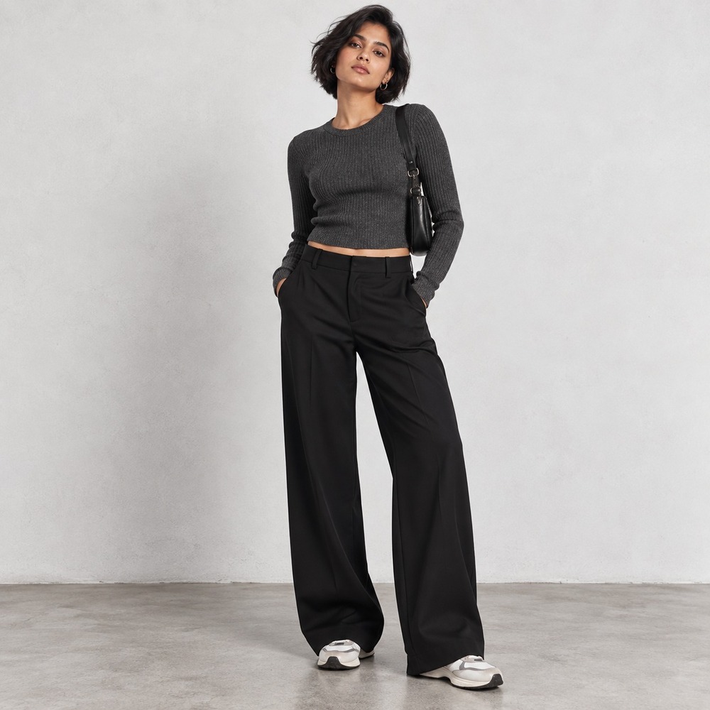 J.Crew 365 Tailored Wide-Leg Womens Dress Trousers Casual Black Size 10